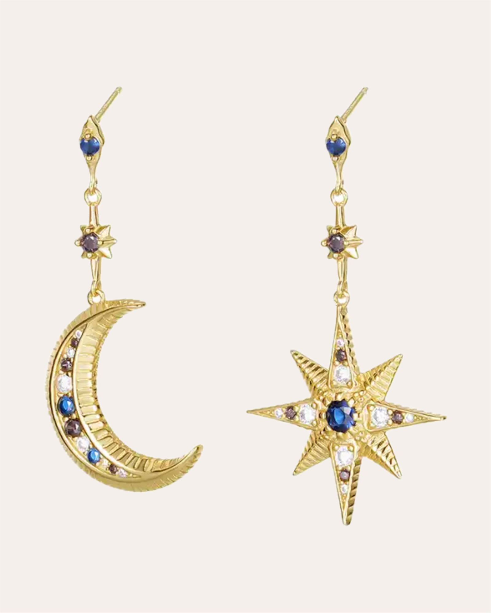 Celestial Sparkles Drop Stud Earrings