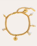 Eternal Charm Bracelet with intertwined gold links and various symbolic charms.