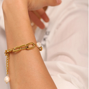 Elegant woman wearing a pearl bracelet